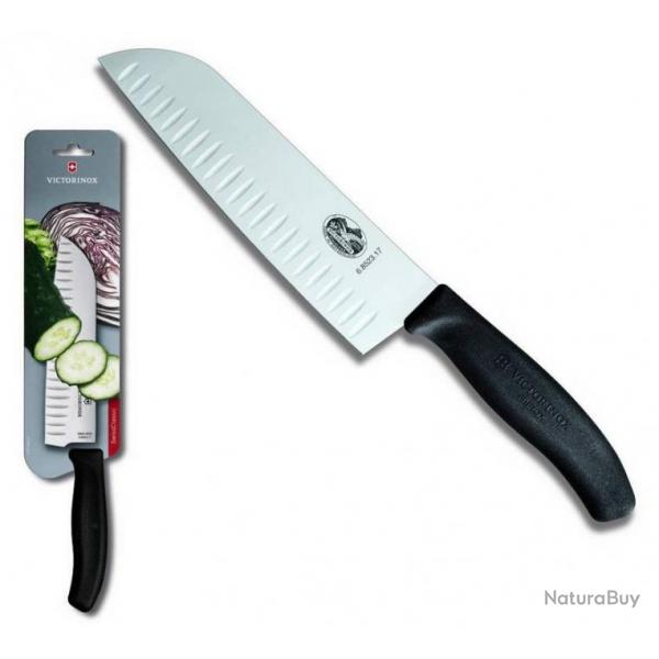 Couteau "Santoku" alvol (sur carte), Couleur noir [Victorinox]