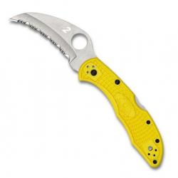 Couteau "Tasman Salt 2", Couleur jaune, Lame dentelée [Spyderco]