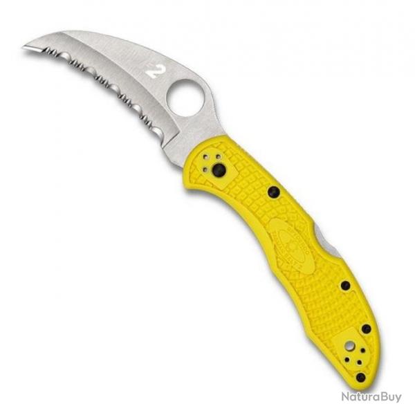 Couteau "Tasman Salt 2", Couleur jaune, Lame dentele [Spyderco]