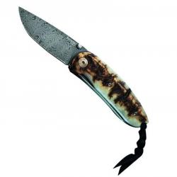 Couteau "Mini" damas, Manche corne de bélier [Lionsteel]