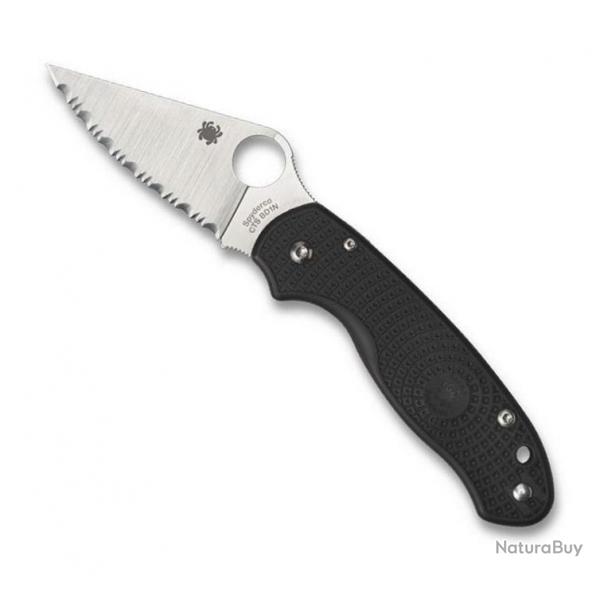 Couteau "Para 3" CTS-BD1N / nylon-fibre de verre noir, Tranchant dentel [Spyderco]