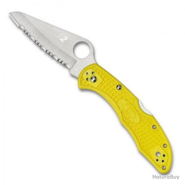 Couteau "Salt 2" H-2 / nylon-fibre de verre jaune, Tranchant dentel [Spyderco]