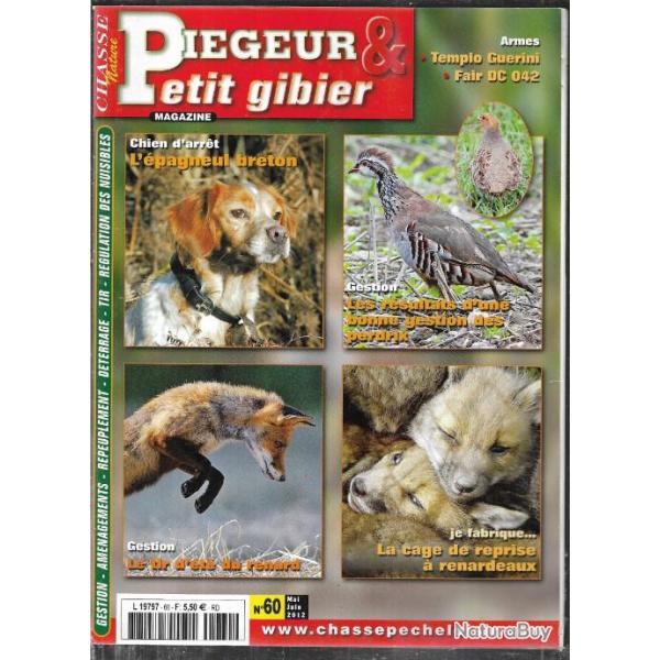 pigeur et petit gibier n60 pagneul breton, renard, perdrix, maladies livres et lapins ,carabines