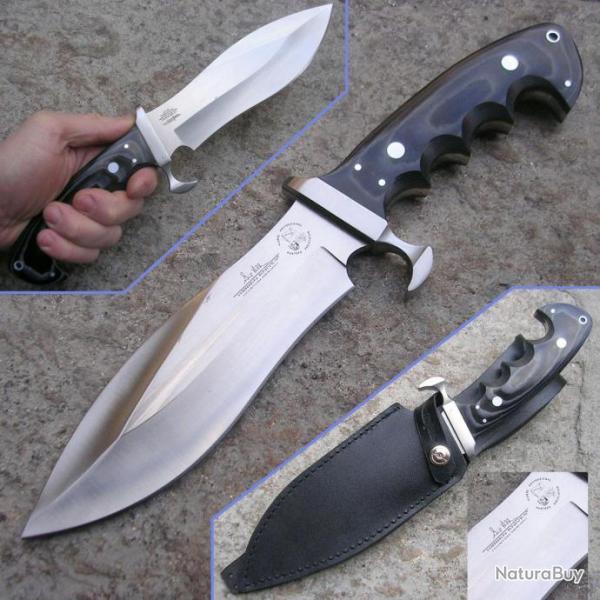 Couteau de Survie Chasse Hibben Alaskan Survival Knife Accier 420J2 Manche Micarta Etui Cuir GH1168