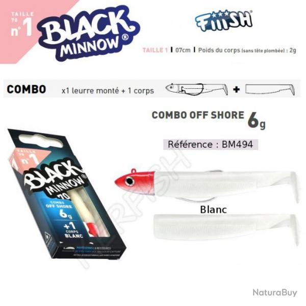 COMBO BLACK MINNOW 7 CM N1 FIIISH Blanc 7 cm / 6 g