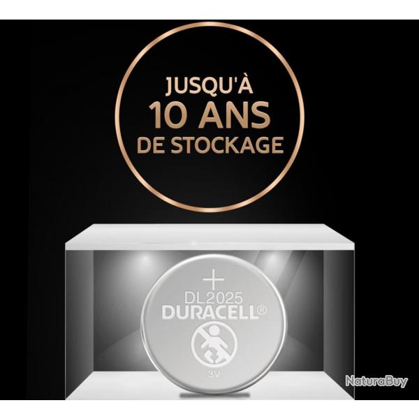 Pile Duracell Lithium CR2025 pour Prothse Auditive, Montre, Tlcommande et Calculatrice