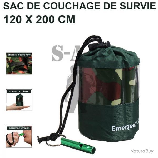 Sac de couchage de survie couverture de survie tente de suvie ultralger rutilisable + sifflet