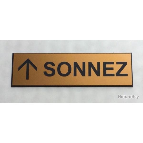 Plaque adhsive or SONNEZ + FLECHE en haut Format 29x100 mm