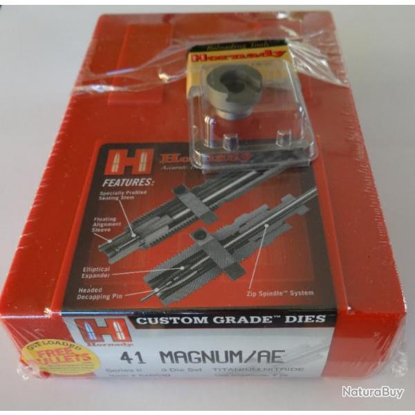Outil de rechargement Hornady 3 Die kit 41 Magnum Titanium Nitride