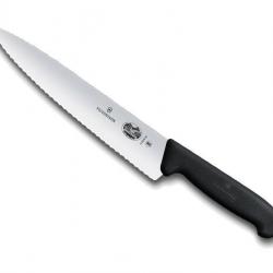 COUTEAU DECOUPER VICTORINOX 19CM NOIR A DENTS