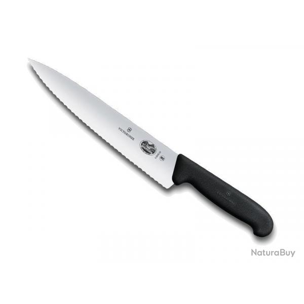 COUTEAU DECOUPER VICTORINOX 19CM NOIR A DENTS