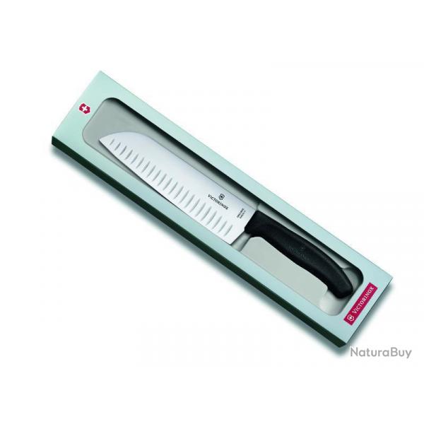 SANTOKU VICTORINOX SWISSCLASSIC 17CM ALV. NOIR (BOITE)