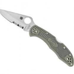 COUTEAU SPYDERCO DELICA 4 VERT SEMI-DENTEE