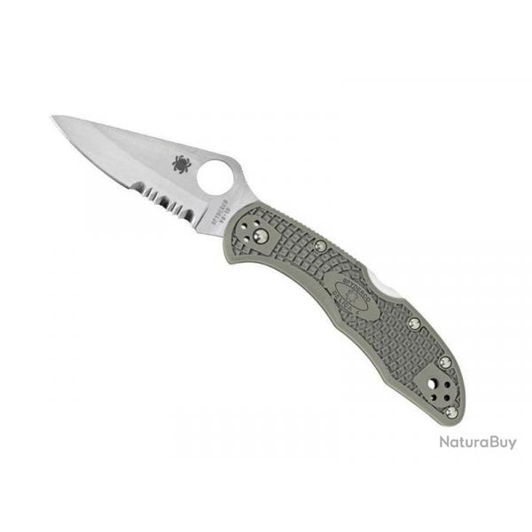 COUTEAU SPYDERCO DELICA 4 VERT SEMI-DENTEE