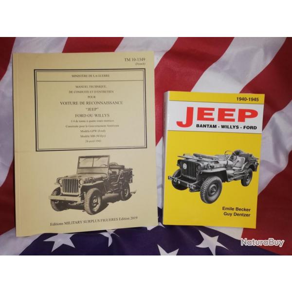 TOP VENTE : 2 livres manuel technique TM 10 /1349 JEEP + BECKER Jeep Bantam Willys Ford 1940.1945
