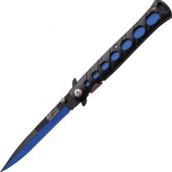 Couteau Stiletto Mtech Xtrem A/O Blue & Black Acier 440 Manche Aluminium MTA317BL071
