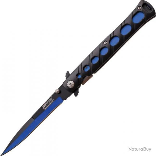 Couteau Stiletto Mtech Xtrem A/O Blue & Black Acier 440 Manche Aluminium MTA317BL071