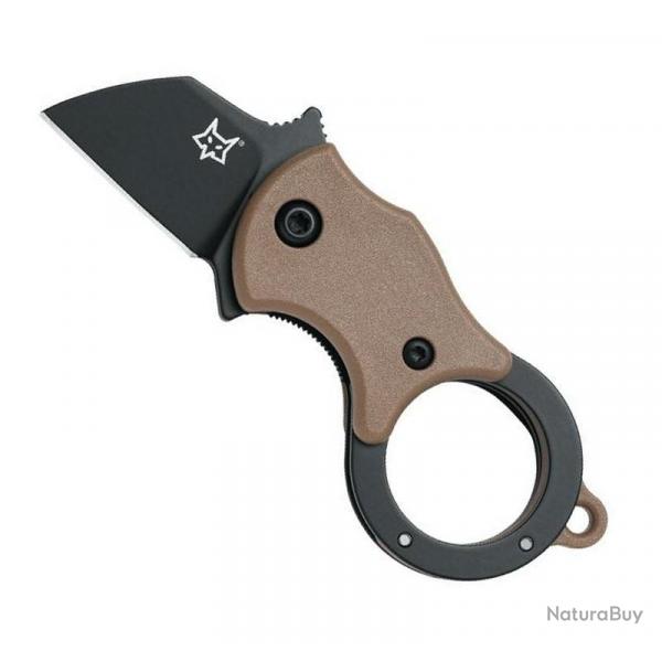 Couteau "Mini-Ta", Couleur marron, Lame acier inox noir [Fox Production]