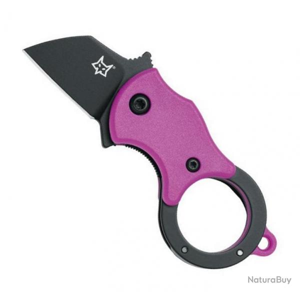 Couteau "Mini-Ta", Couleur rose, Lame acier inox noir [Fox Production]