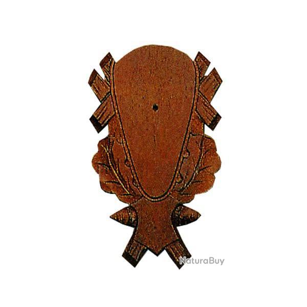 Ecusson sculpt pour trophe en chne massif fonc 41x26 cm