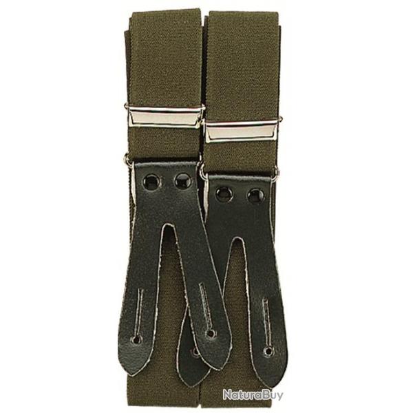 Bretelles de pantalon  motifs vert uni  bouton