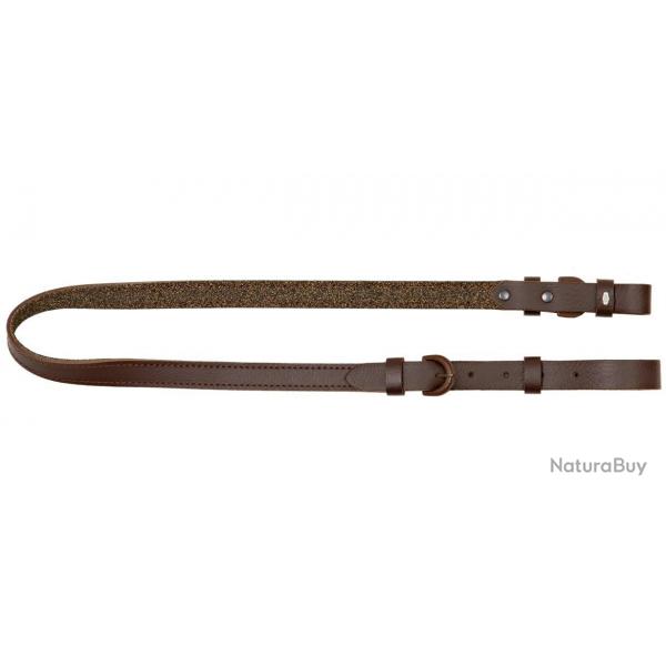 Bretelle pour fusil en cuir vachette marron fonc