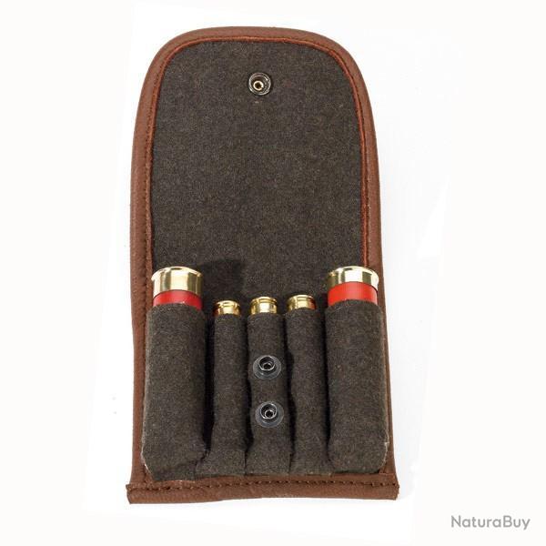 Etui  cartouches en loden/cuir d'lan 5 cartouches