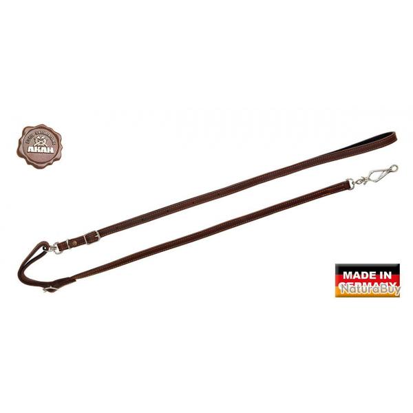 Laisse AKAH pour chien en cuir huil Longeur 1,85m Brun fonc
