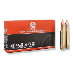 Munitions RWS calibre 9.3x62 KS pointe conique 247gr - 16g x20