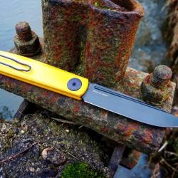 Couteau Real Steel Gslip Slipjoint Yellow Lame Acier VG10 Manche G-10 Clip RS7843