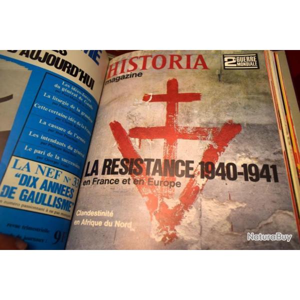 REVUE HISTORIA , LA SECONDE GUERRE MONDIALE, DE 39  FIN 44.   5  CLASSEURS PRIX DU LOT