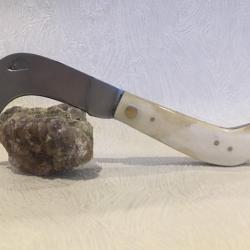 Couteau Serpette avec motif hérisson et manche en os