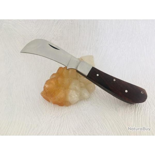 Couteau de poche Serpette 15,5 cm, manche en bois de palissandre et lame acier .