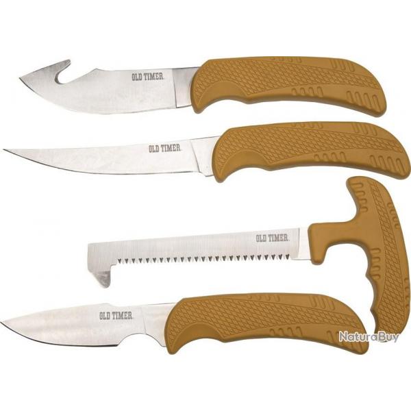 Kit de chasse 4 pices 3 couteaux + Scie et Boite de rangement Lame en Acier Inox SCHP1085934071