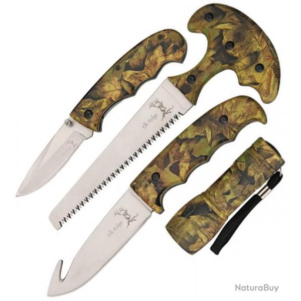 Kit de chasse Set de 2 Couteau + Scie et Lampe de poche  Etui en Nylon Lame en Acier Inox ER273CA071