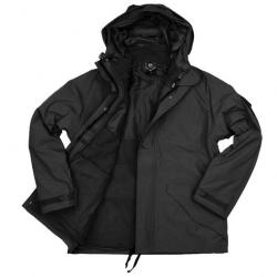 PARKA MILITAIRE NOIRE IMPERMEABLE COUPE VENT DOUBLURE POLAIRE CAPUCHE 101 INC AIRSOFT CHASSE PECHE