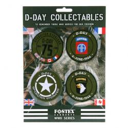 PATCHS - CARTE DE 4 PATCHS TISSU  D-DAY  COLECTION -