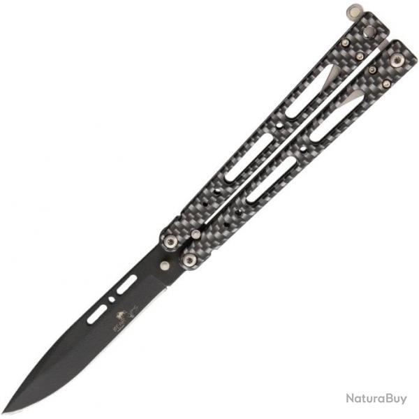 Couteau Papillon en aluminium noir avec stratifi en fibre de carbone Lame en Acier Inox BC3501707
