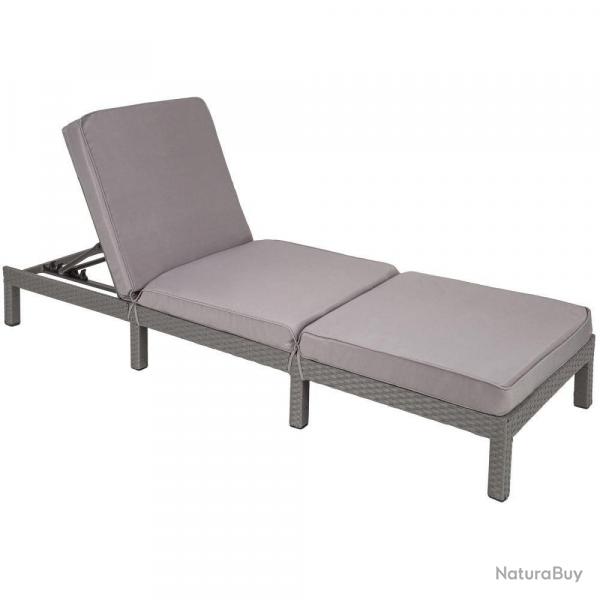 Bain de soleil transat meuble jardin 5 positions gris 2208064