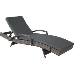 Bain de soleil transat meuble jardin 5 positions gris 2208056