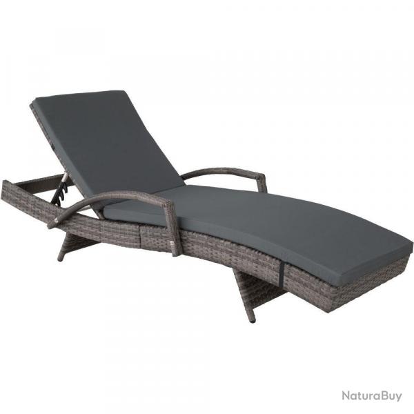 Bain de soleil transat meuble jardin 5 positions gris 2208056