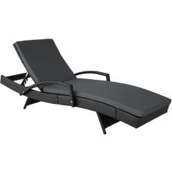 Bain de soleil transat meuble jardin 5 positions noir 2208057