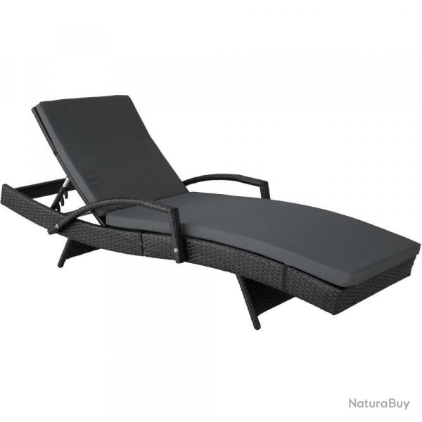 Bain de soleil transat meuble jardin 5 positions noir 2208057