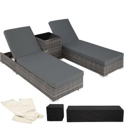 Bain de soleil duo 5 positions avec 2 sets de housses + housse de protection gris 2208050