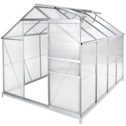 Serre de jardin jardinage outillage aluminium avec embase 250 x 185 x 195 cm polycarbonate 1608012