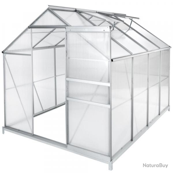 Serre de jardin jardinage outillage aluminium avec embase 250 x 185 x 195 cm polycarbonate 1608012