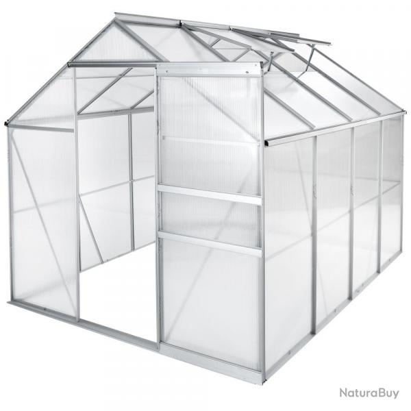 Serre de jardin jardinage outillage aluminium 250 x 185 x 195 cm polycarbonate 1608007