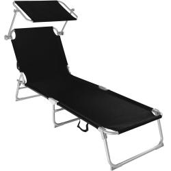 Transat bain de soleil meuble jardin acier noir 2208100