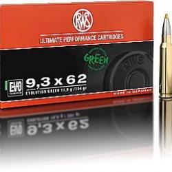 Munitions RWS calibre 9.3x62 Evolution Green 84gr - 11.9g x20