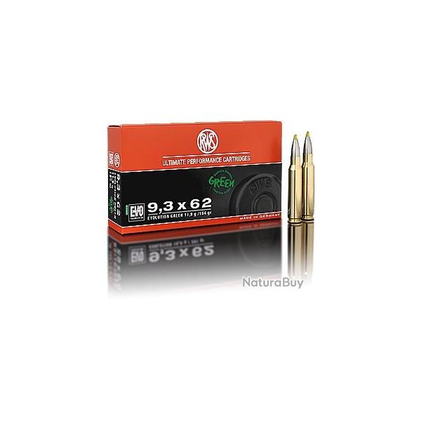 Munitions RWS calibre 9.3x62 Evolution Green 84gr - 11.9g x20